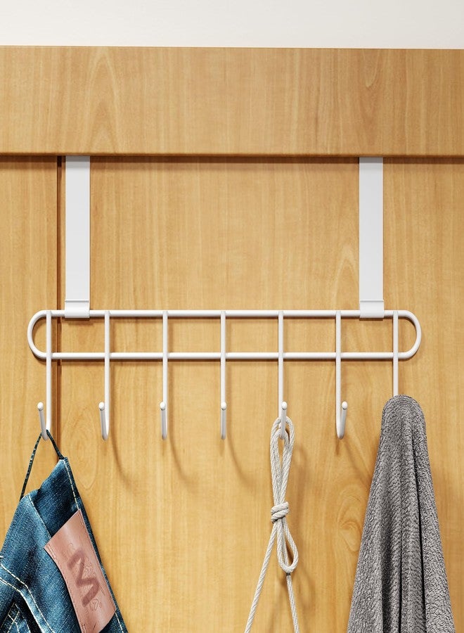 روكسا منظم خطافات متعدد الوظائف من روكسا يُعلق فوق الباب/رف خطافات حائط لتعليق الملابس، وعلاقة المناشف، وعلاقة المطبخ، وعلاقة الحمام - أبيض (7 خطافات) (عبوة من قطعة واحدة) - Image 1